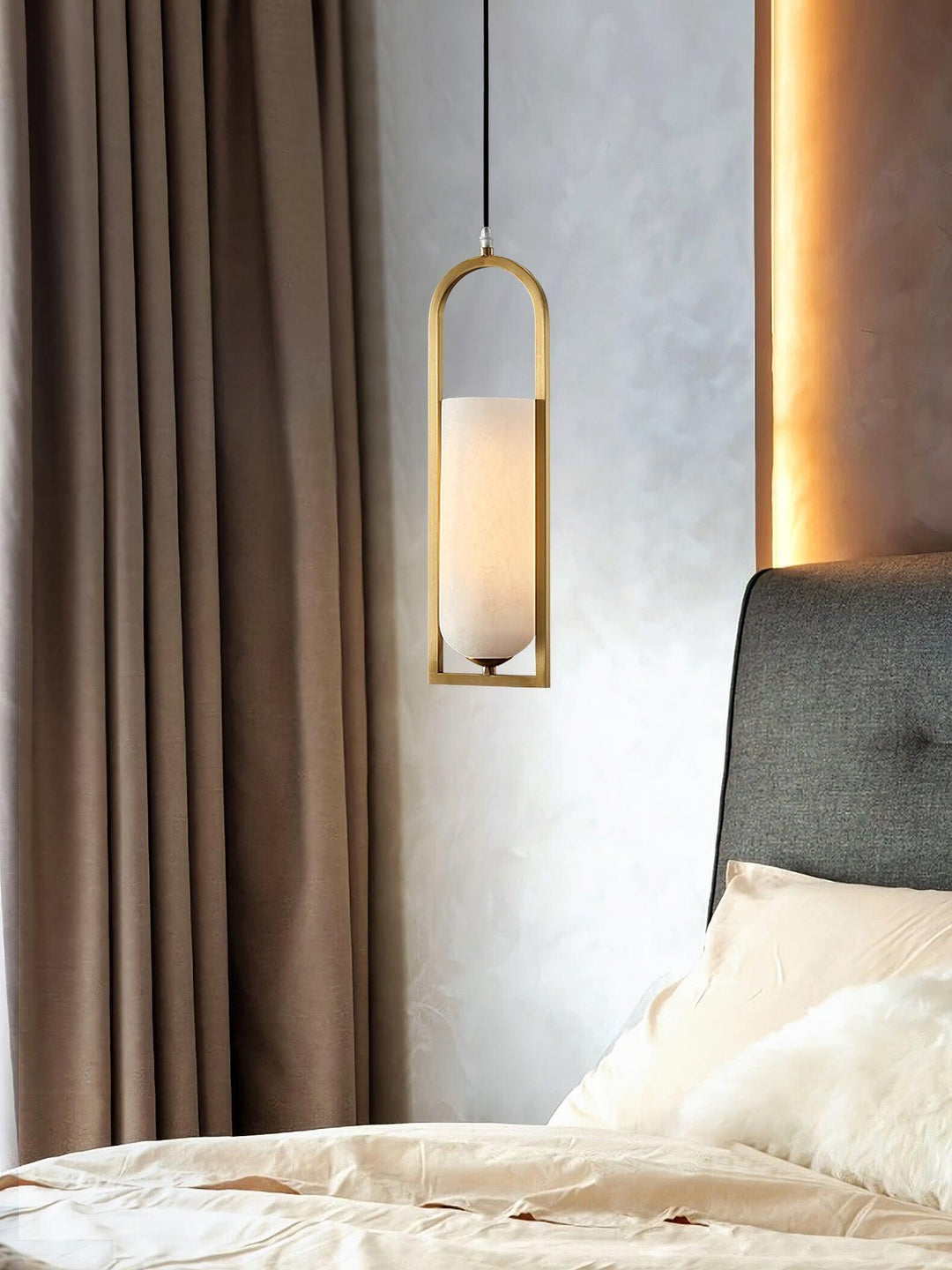 Minimal Arch Natural Spanish Alabaster Pendant Light