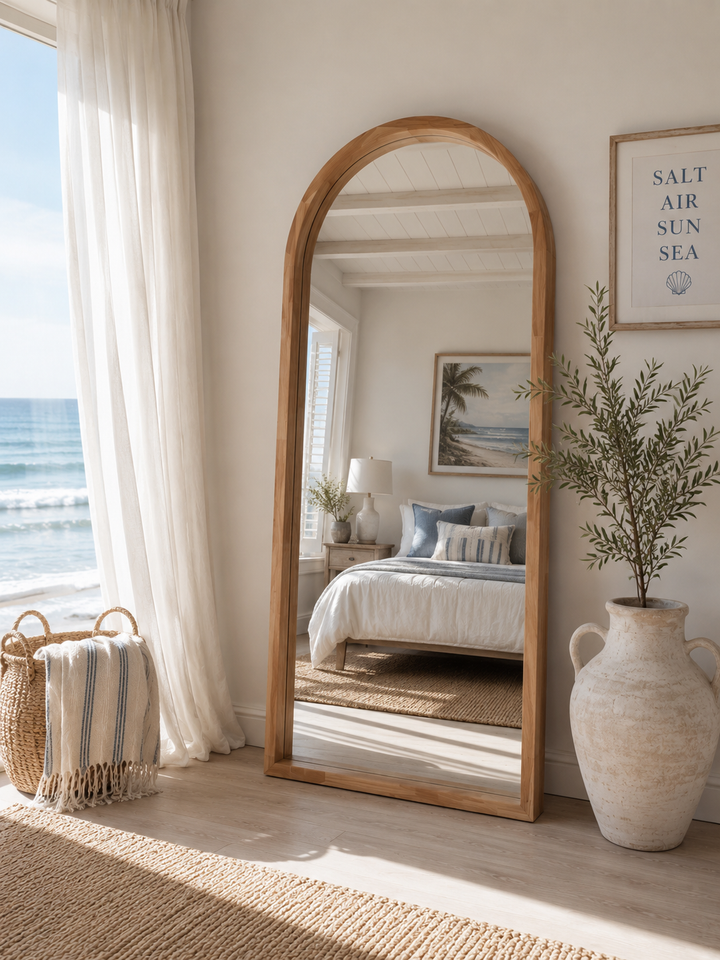 Arch Wooden Floor Mirror