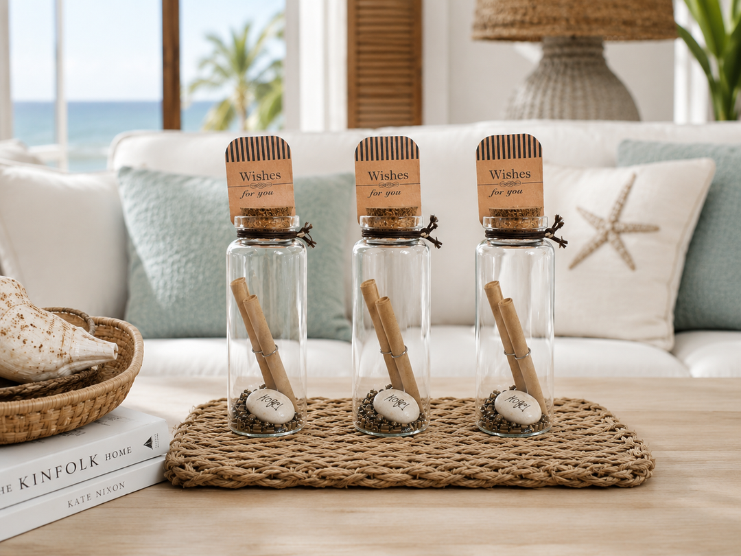 Tiny Decorative Glass Wish Message Bottle Set of 3