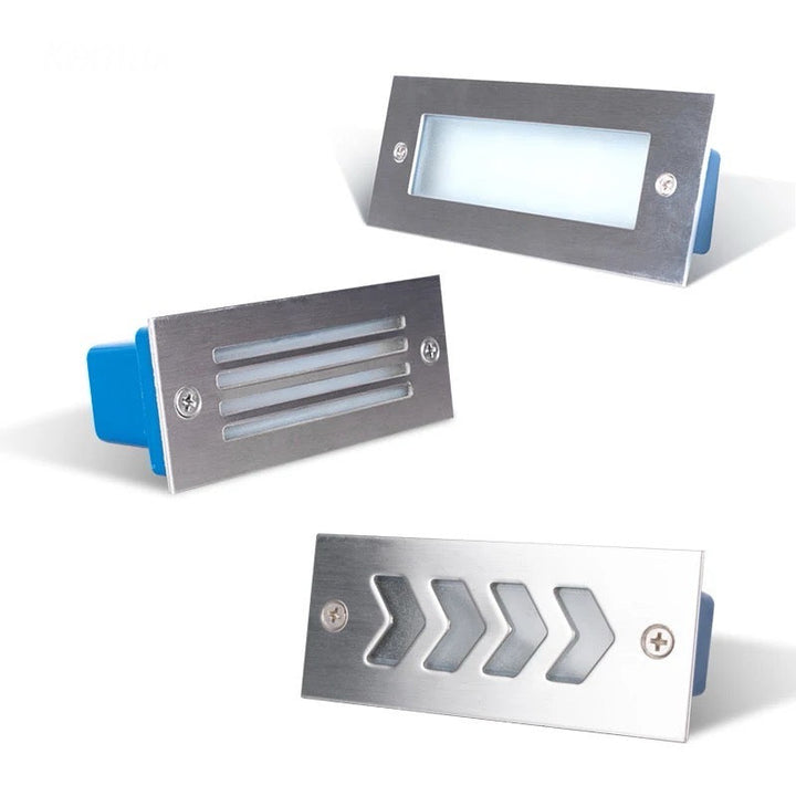 Modern Recessed Outdoor LED Step Lights - Stainless Steel