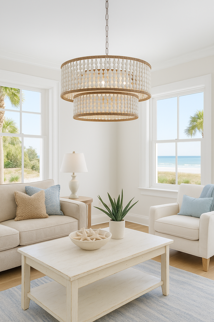 Coastal BEADS Drum Chandelier