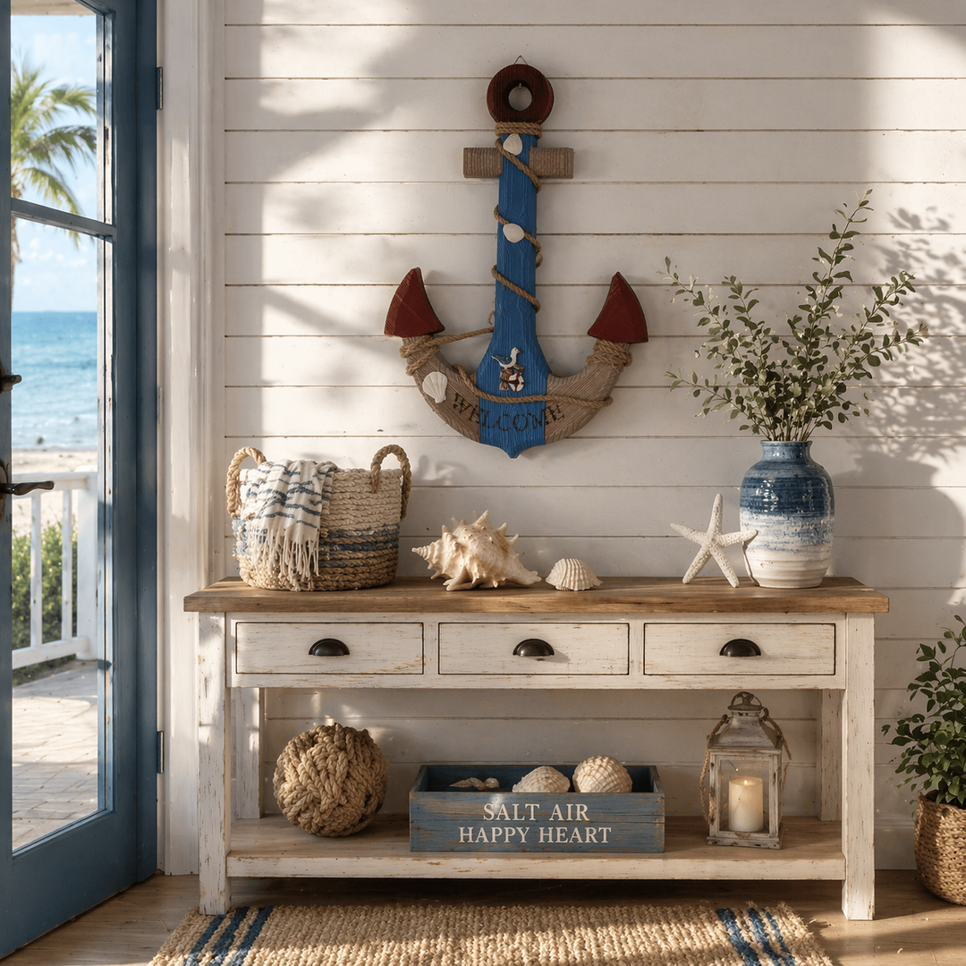 Rustic Blue Anchor Wall Decor