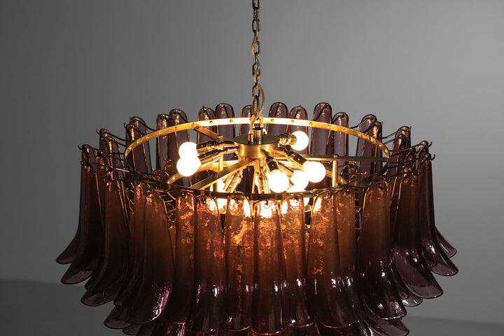 Burgundy Glass Cascade Chandelier with Layered Shades