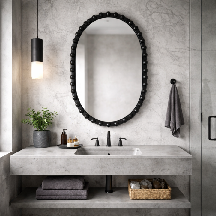 Pearl - Beaded Oval Wall Mirror