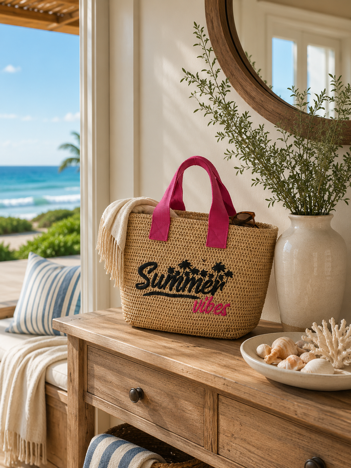 Fringed Woven Beach Tote