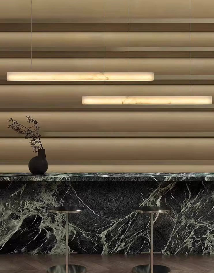 Modern Linear LED Pendant Light in Warm Ivory