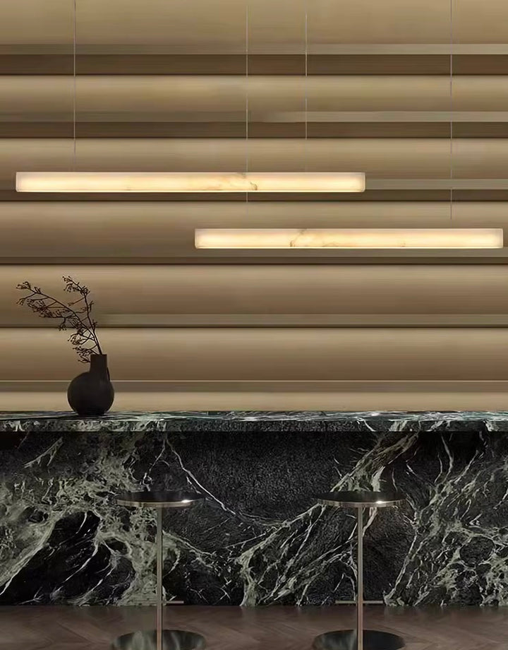 Modern Linear LED Pendant Light in Warm Ivory