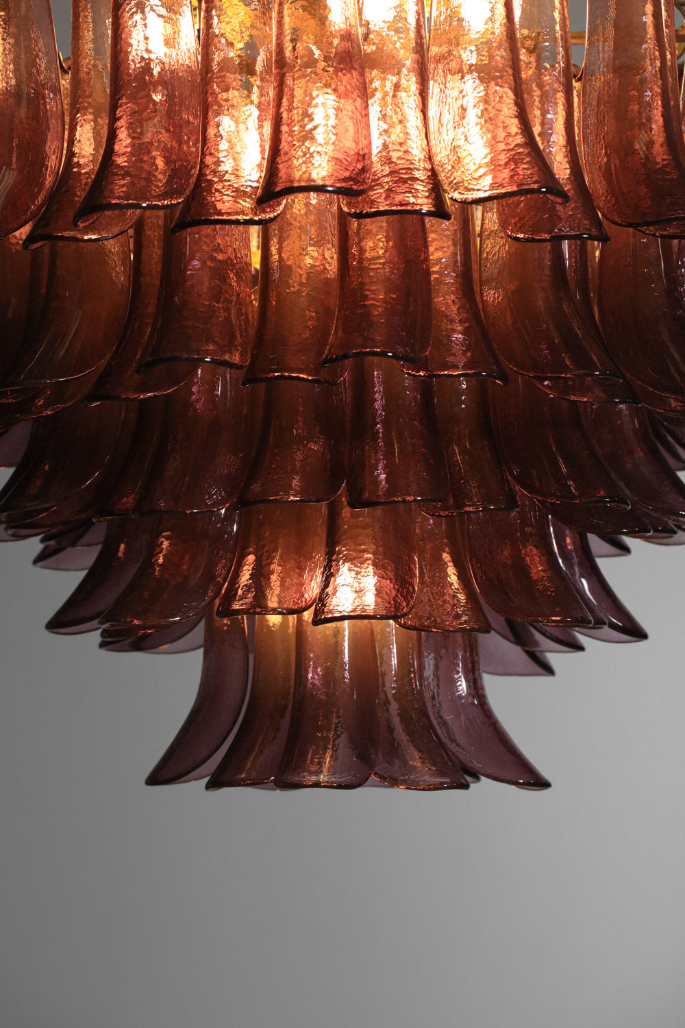 Burgundy Glass Cascade Chandelier with Layered Shades