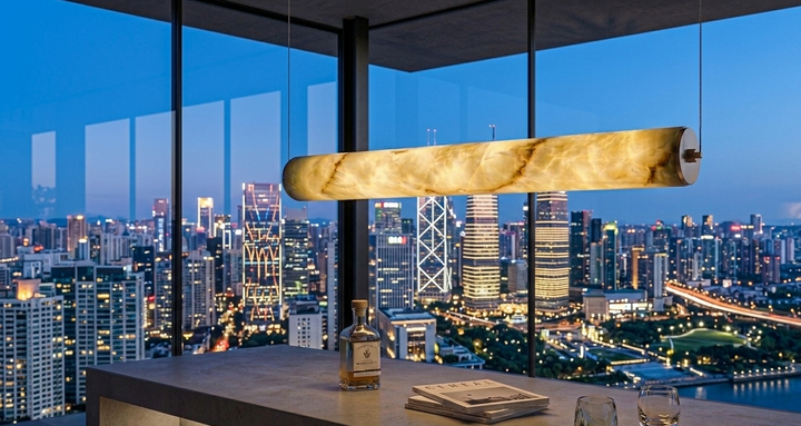 Alabaster Tube Linear Chandelier