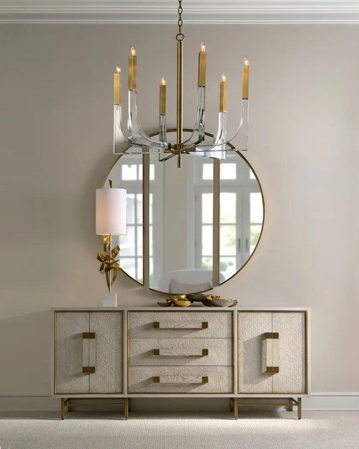 Modern Gold & Glass Chandelier