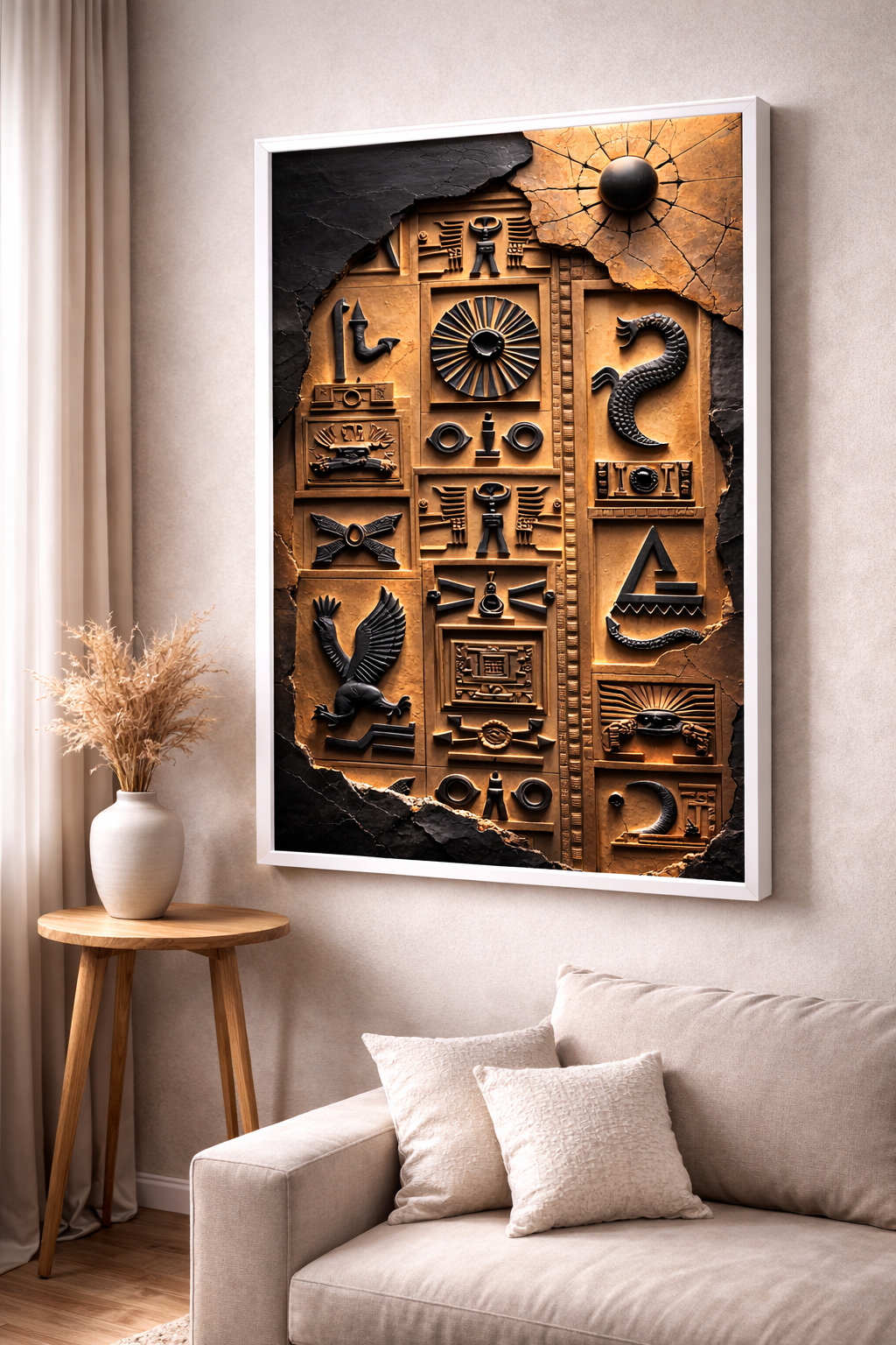 Ancient Egyptian Hieroglyph Relief Canvas Wall Art