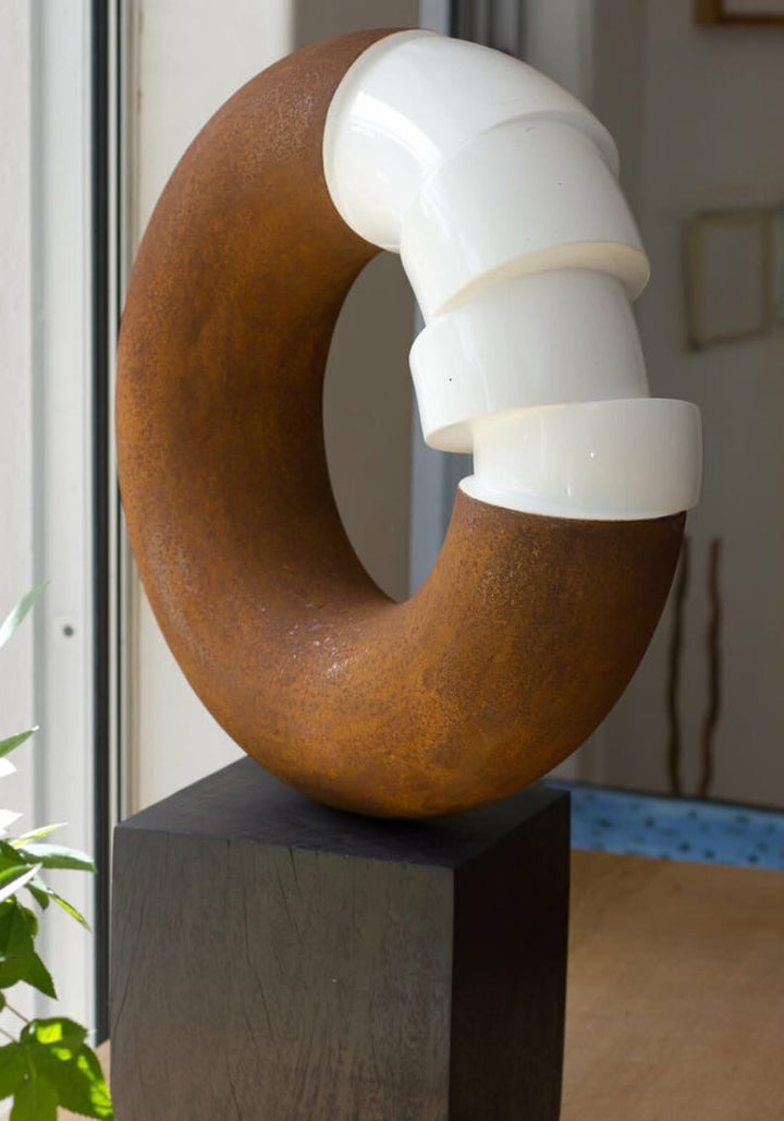 Contemporary Rust & White Ring Sculpture
