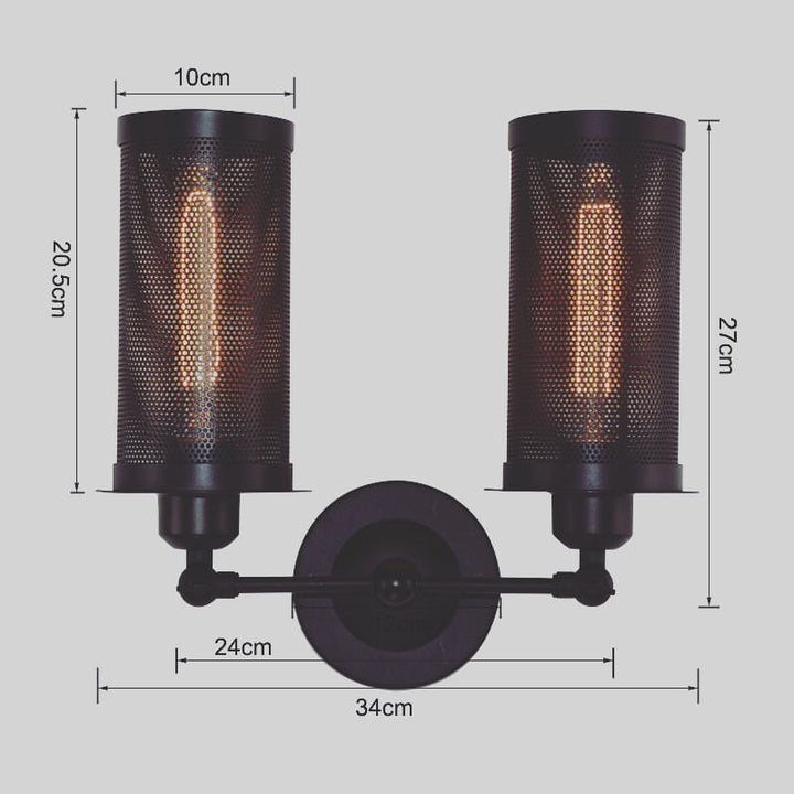 Industrial Wall Sconce with Perforated Cylindrical Shades