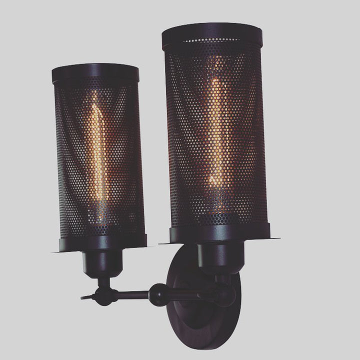 Industrial Wall Sconce with Perforated Cylindrical Shades