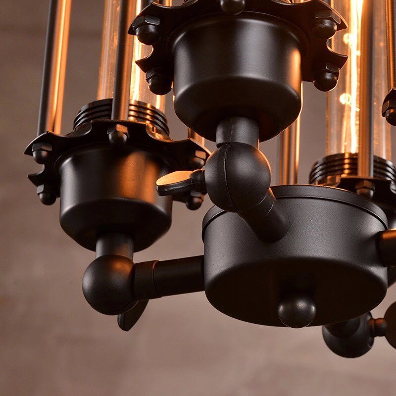 Vintage Industrial Chandelier with Tube Lights