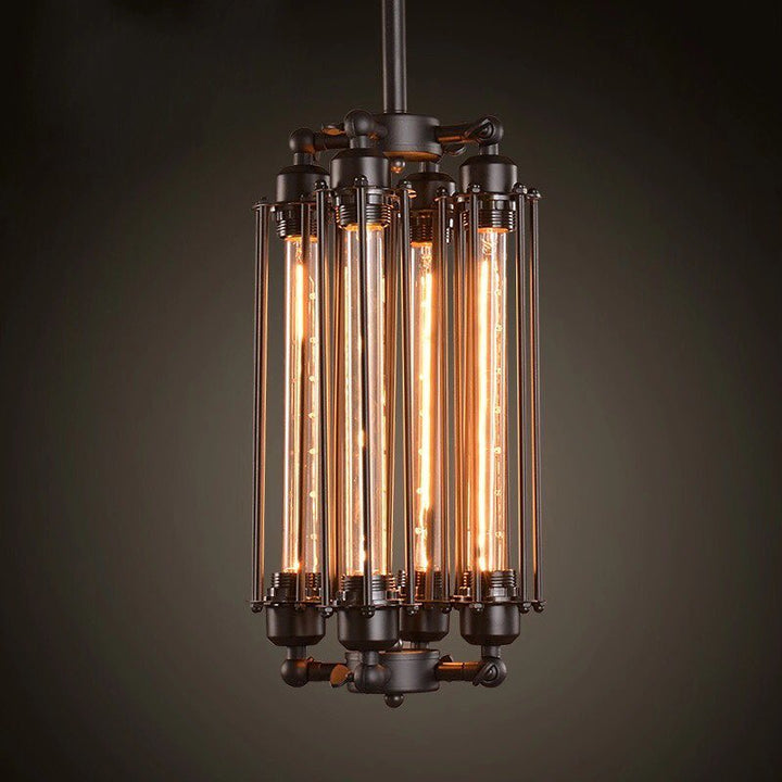 Vintage Industrial Chandelier with Tube Lights