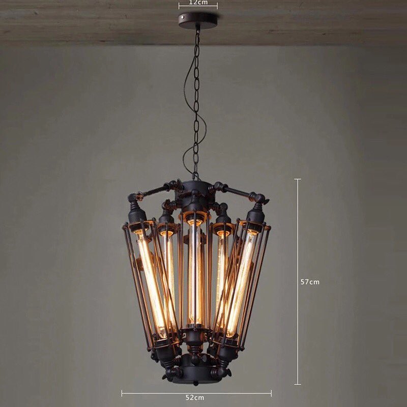 Vintage Industrial Chandelier with Tube Lights