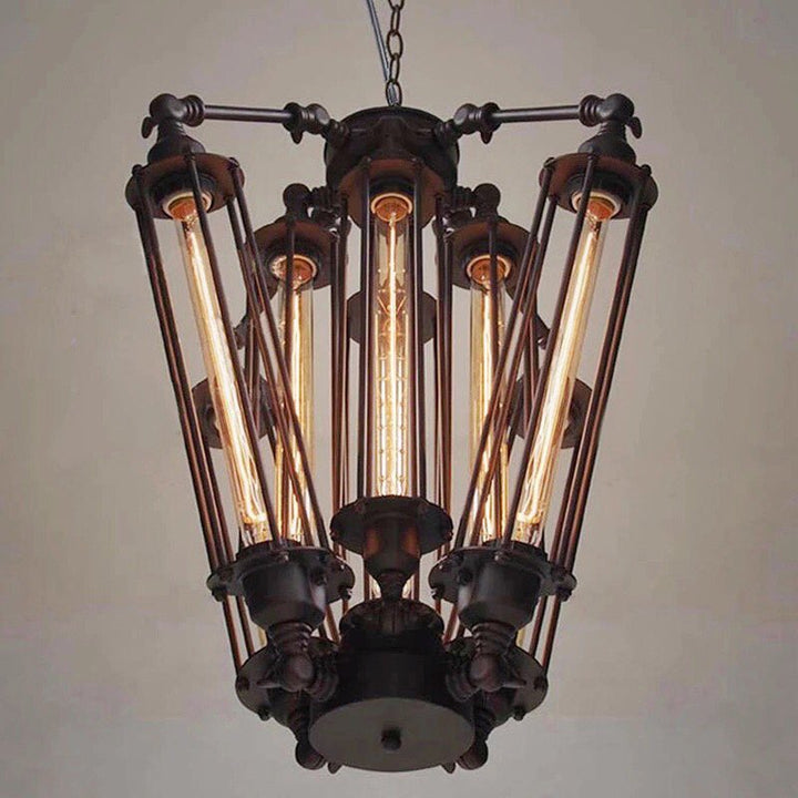 Vintage Industrial Chandelier with Tube Lights