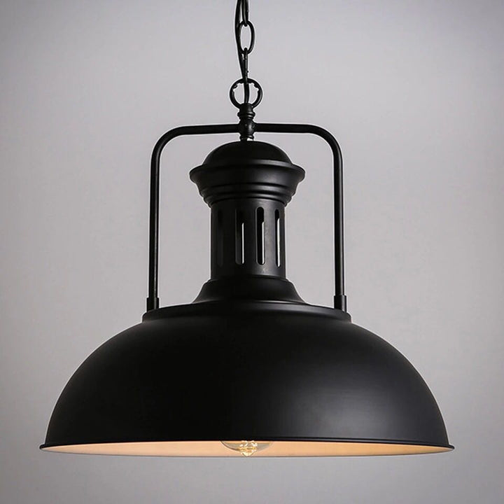 Industrial Dome Pendant Light with Black Metal Finish