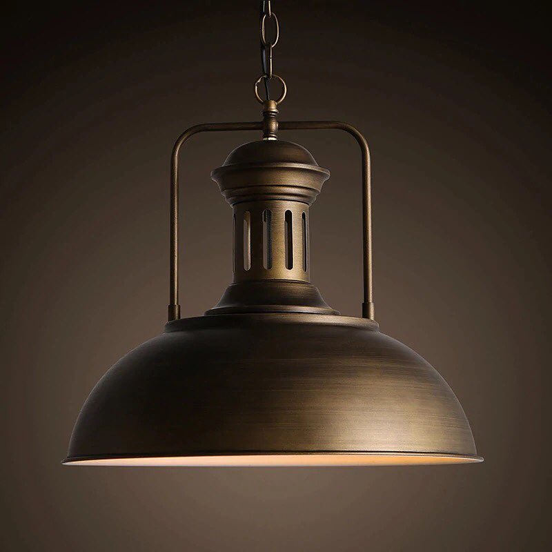 Industrial Dome Pendant Light with Black Metal Finish