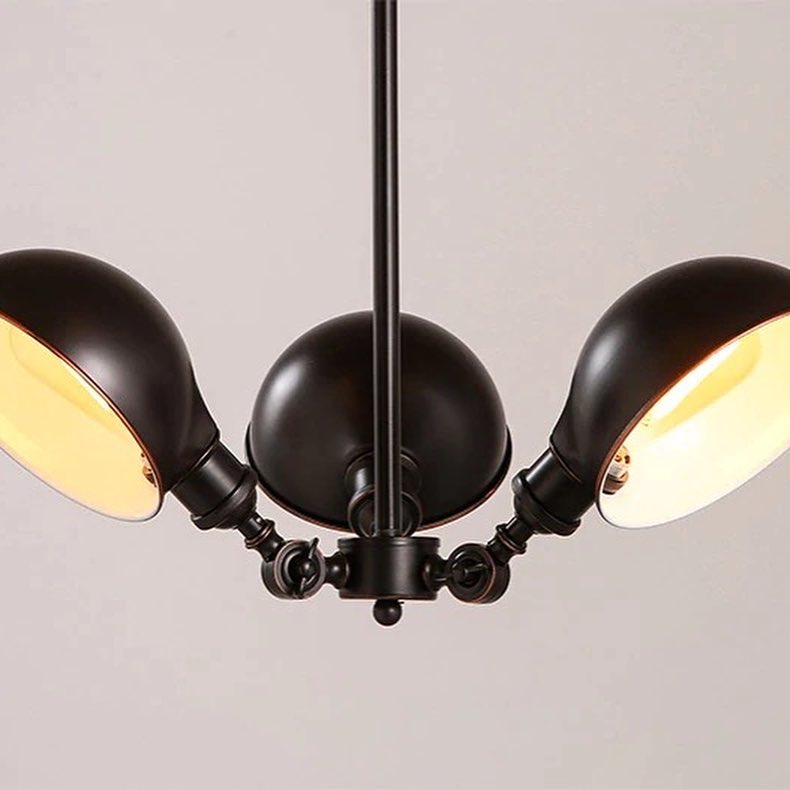 Industrial 3-Arm Pendant Light with Black Metal Shades