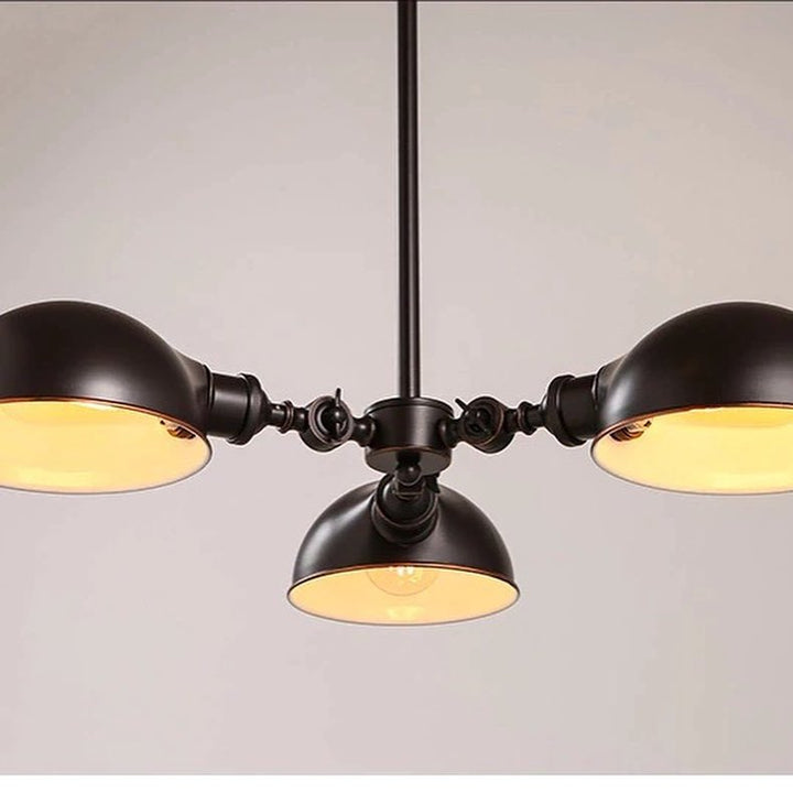 Industrial 3-Arm Pendant Light with Black Metal Shades