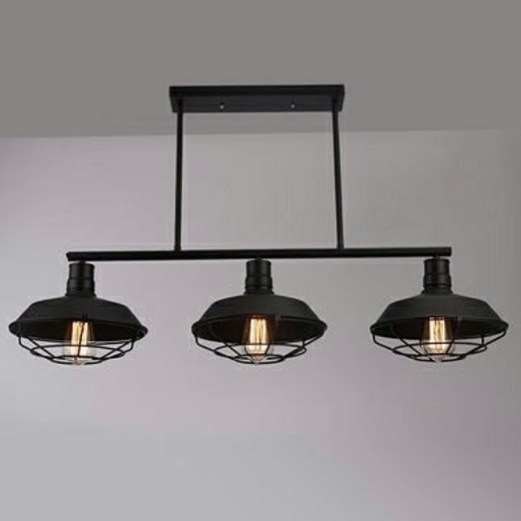 Industrial Black Pendant Light with Cage Shades