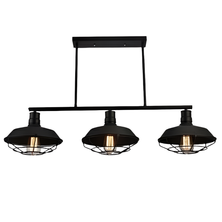 Industrial Black Pendant Light with Cage Shades