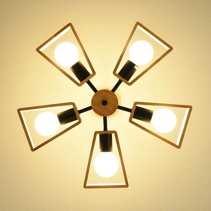 Modern Wooden Frame Ceiling Light