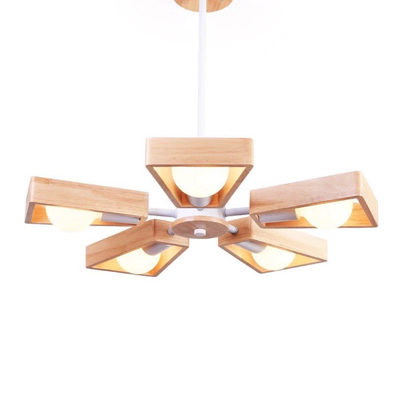 Modern Wooden Frame Ceiling Light