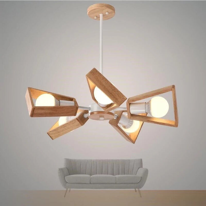 Modern Wooden Frame Ceiling Light
