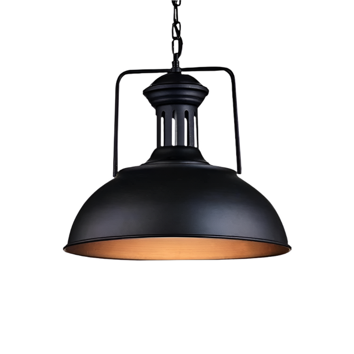 Vintage Ceiling Pendant Light with Black Dome Shade