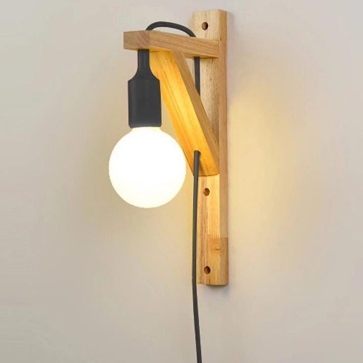 Scandinavian Wooden Wall Light with Colorful Cords