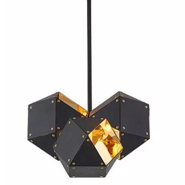 Modern Geometric Pendant Light with Black and Gold Design