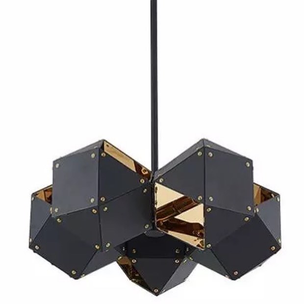 Modern Geometric Pendant Light with Black and Gold Design