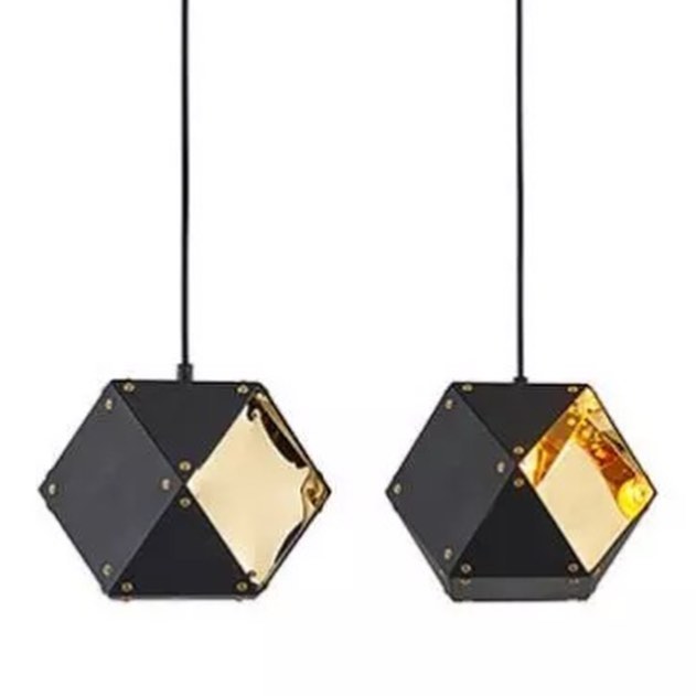 Modern Geometric Pendant Light with Black and Gold Design