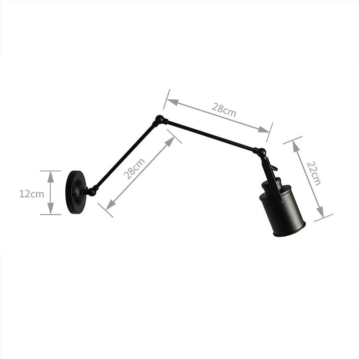 Industrial Adjustable Wall Light with Long Arm