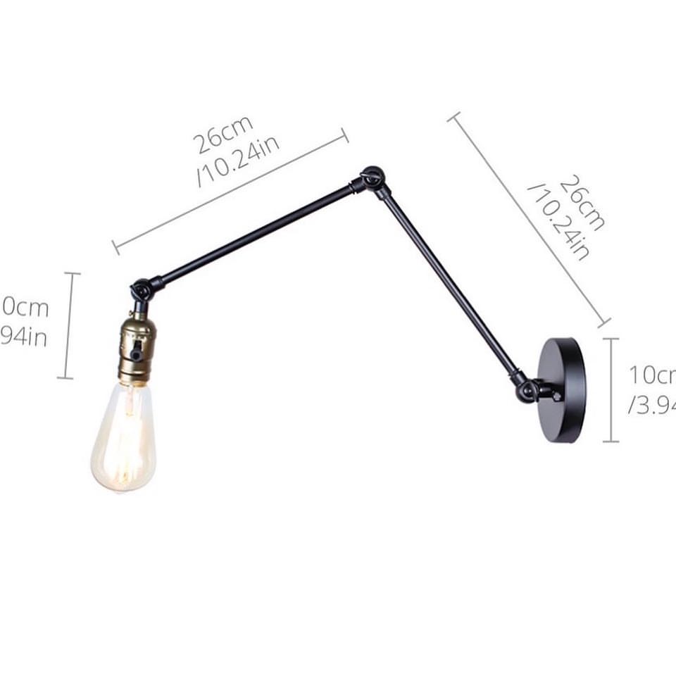 Adjustable Industrial Wall Lamp with Swing Arm