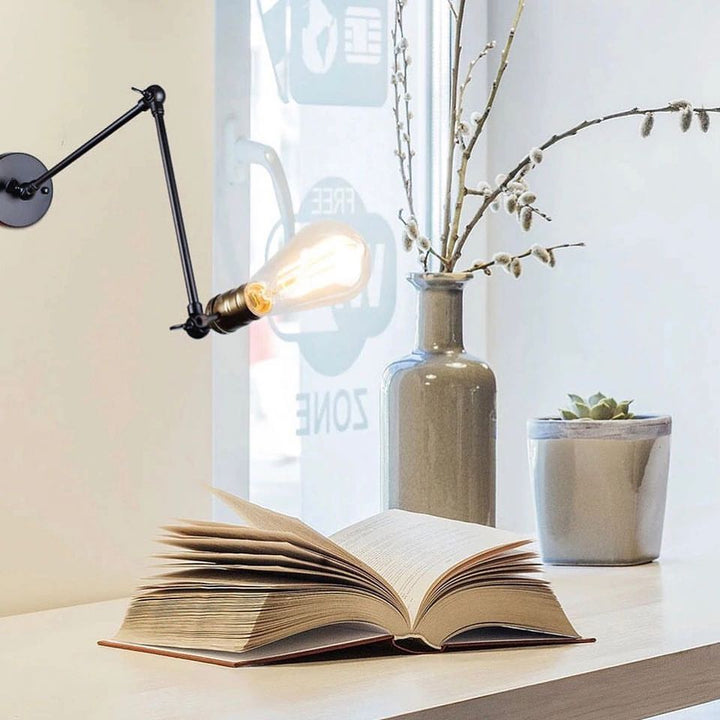 Adjustable Industrial Wall Lamp with Swing Arm