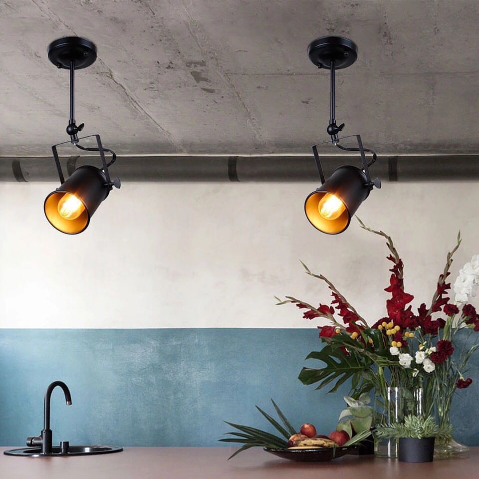 Industrial Adjustable Black Ceiling Spotlight