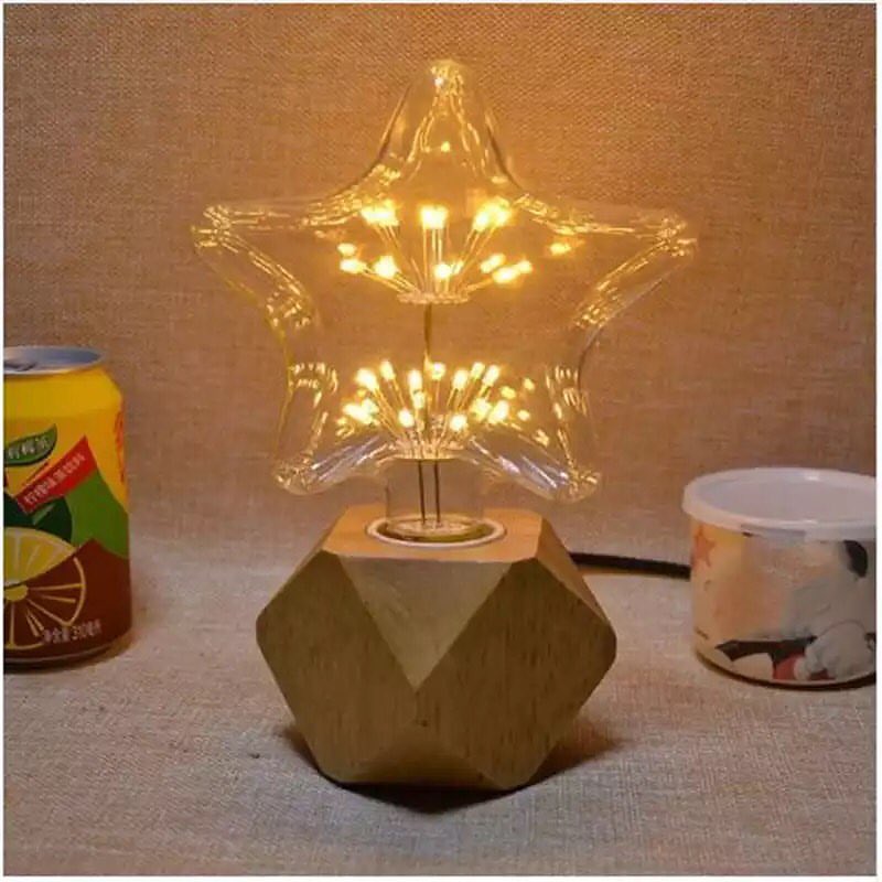 Geometric Wooden Base Table Lamp