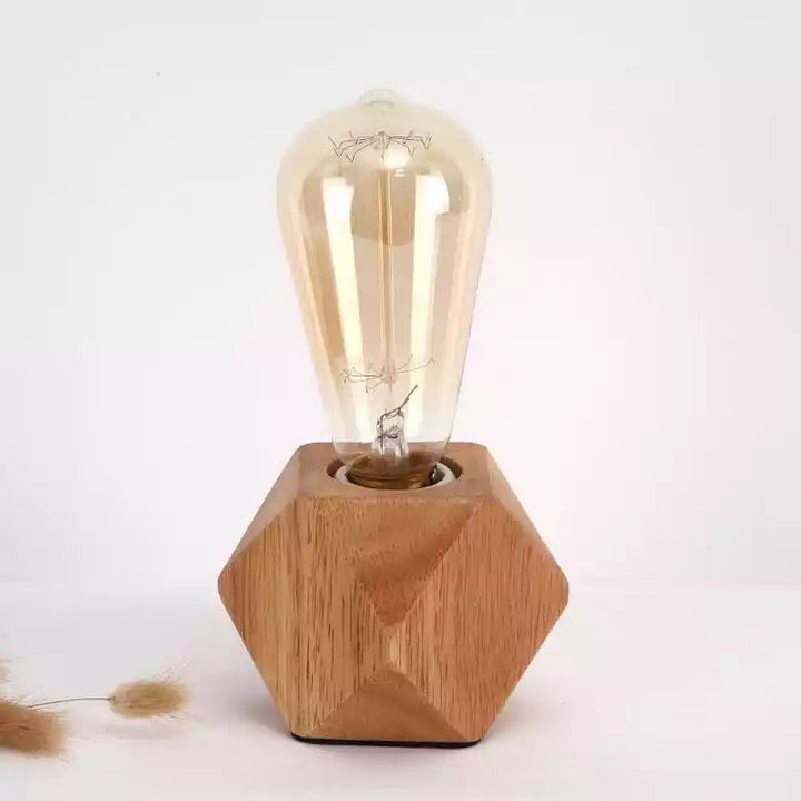 Geometric Wooden Base Table Lamp