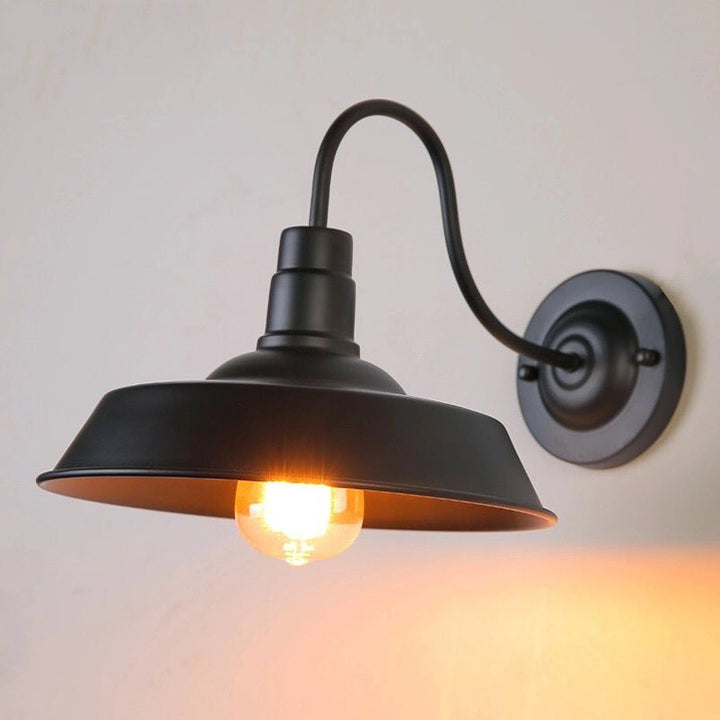 Industrial Outdoor Wall Sconce with Black Shade