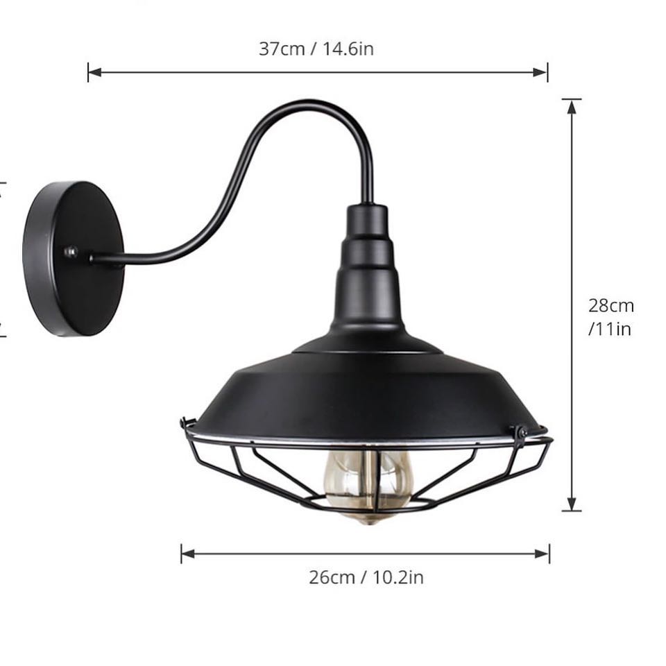 Industrial Wall Sconce with Black Wire Cage Design