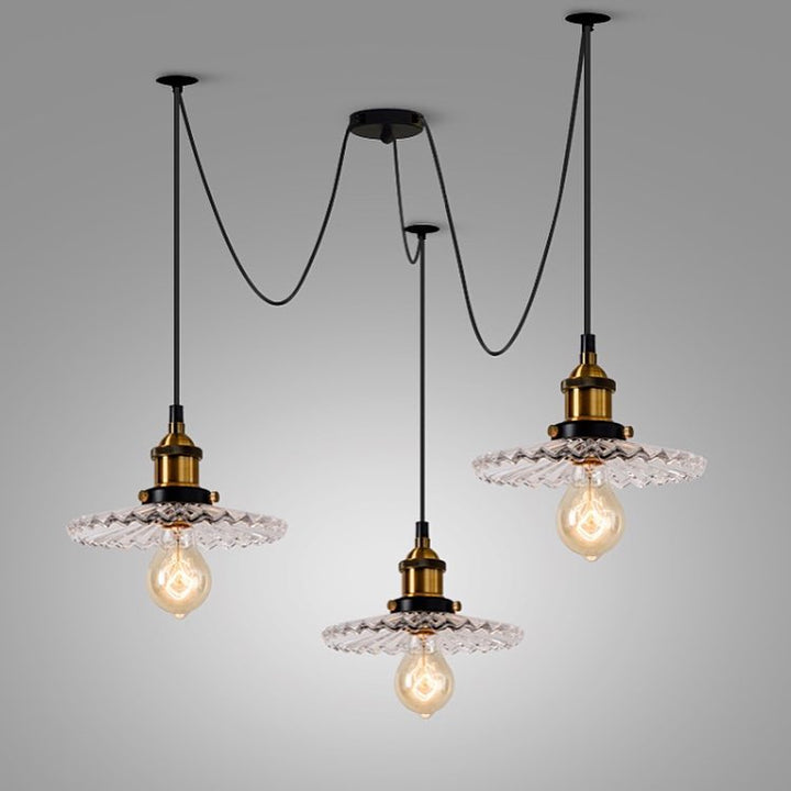 Vintage Industrial Multi-Light Chandelier with Glass Shades