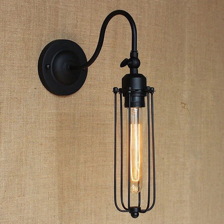 Vintage Industrial Wall Light with Cage Design