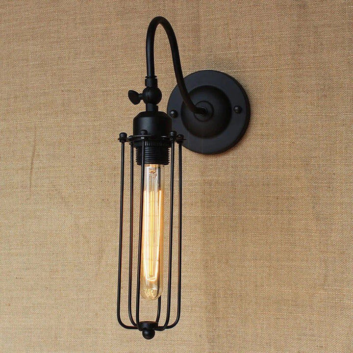 Vintage Industrial Wall Light with Cage Design