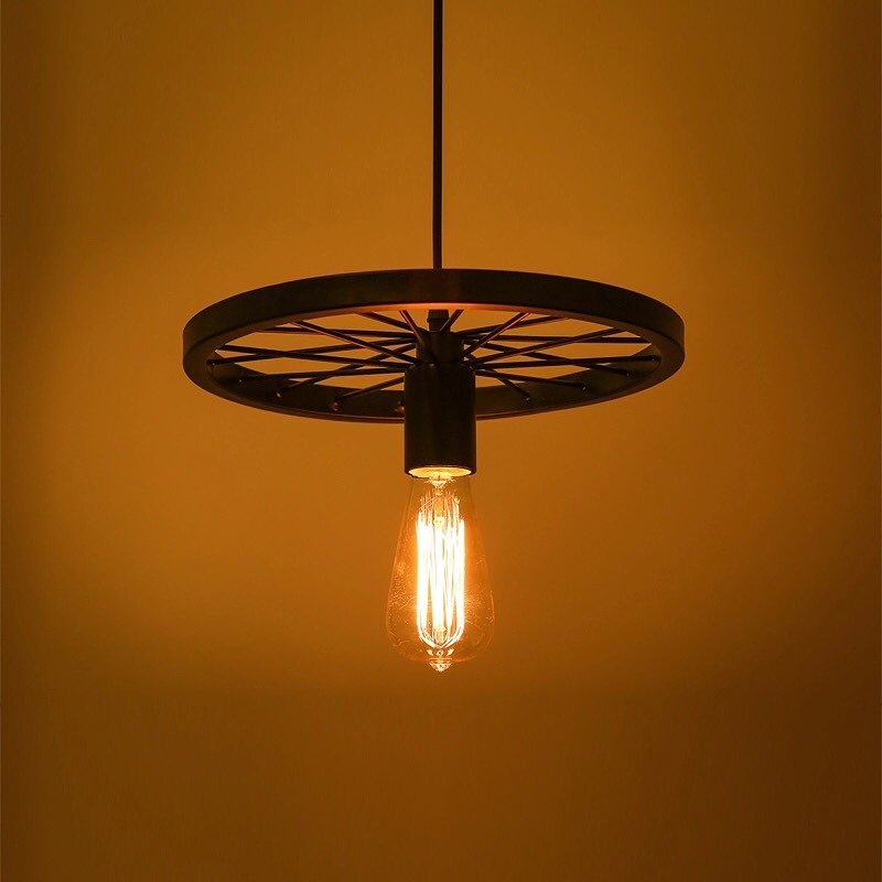 Industrial Pendant Light with Wheel Design