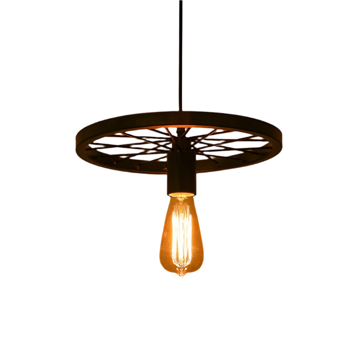 Industrial Pendant Light with Wheel Design