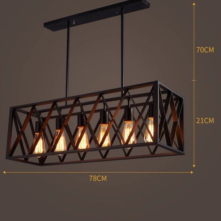 Industrial Rectangular Pendant Light with Cage Design